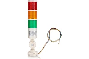 JECTSE LED Warning Light,Industrial Red/Orange/Green CNC Machine Indicator Alarm Tower Light Safety Stack with Buzzer Sound for Machine Tools, Mechanical Equipment 24VDC
