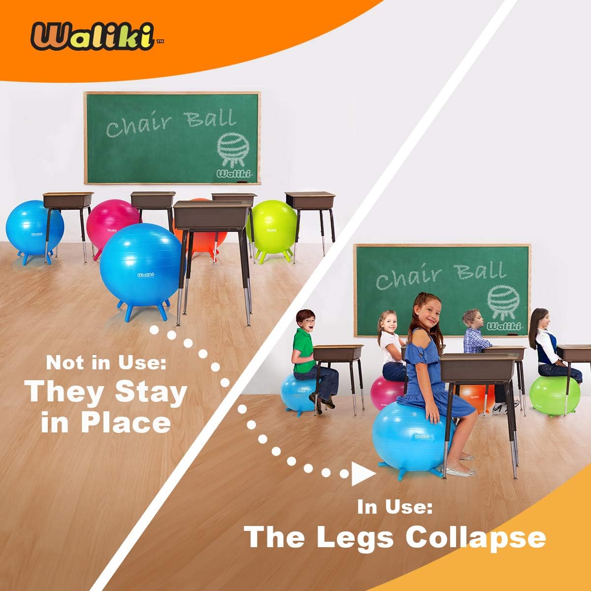 WALIKI Chair Ball with Feet for Kids | Alternative Classroom Seating | Balance Ball | 18"/45CM Gray: Toys & Games