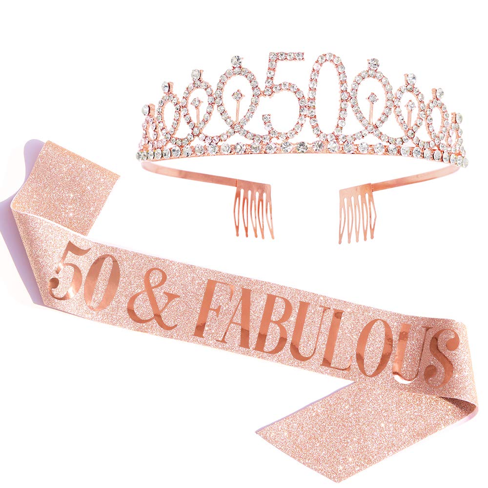 Photo 1 of "50 and Fabulous" Sash & Rhinestone Tiara Set - 50th Birthday Sash 50 Birthday Gifts Party Favors