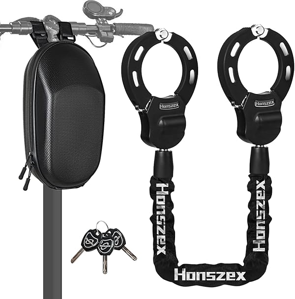 E Scooter Schloss, Handschellenschloss mit Schlüssel, Schloss für E Scooter, Fahrradschloss Ebike Hohe Sicherheit, Gummi-Lock-Hülse gegen Kratzer, mit Tragbaren Wasserdicht Aufhängetasche