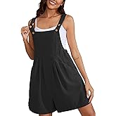 Muchpow Women's Summer Casual Rompers Wide Leg Short Overalls Button Adjustable Strap Jumpsuit with Pockets 2026