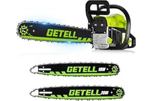 Getell Professional 58cc Gas Powered Chainsaw with Quick-Switch Dual Bars (18/20 Inch), Time-Saving Tree Cutting System with Easy-Start & Pro Safety Features (G330 PRO)