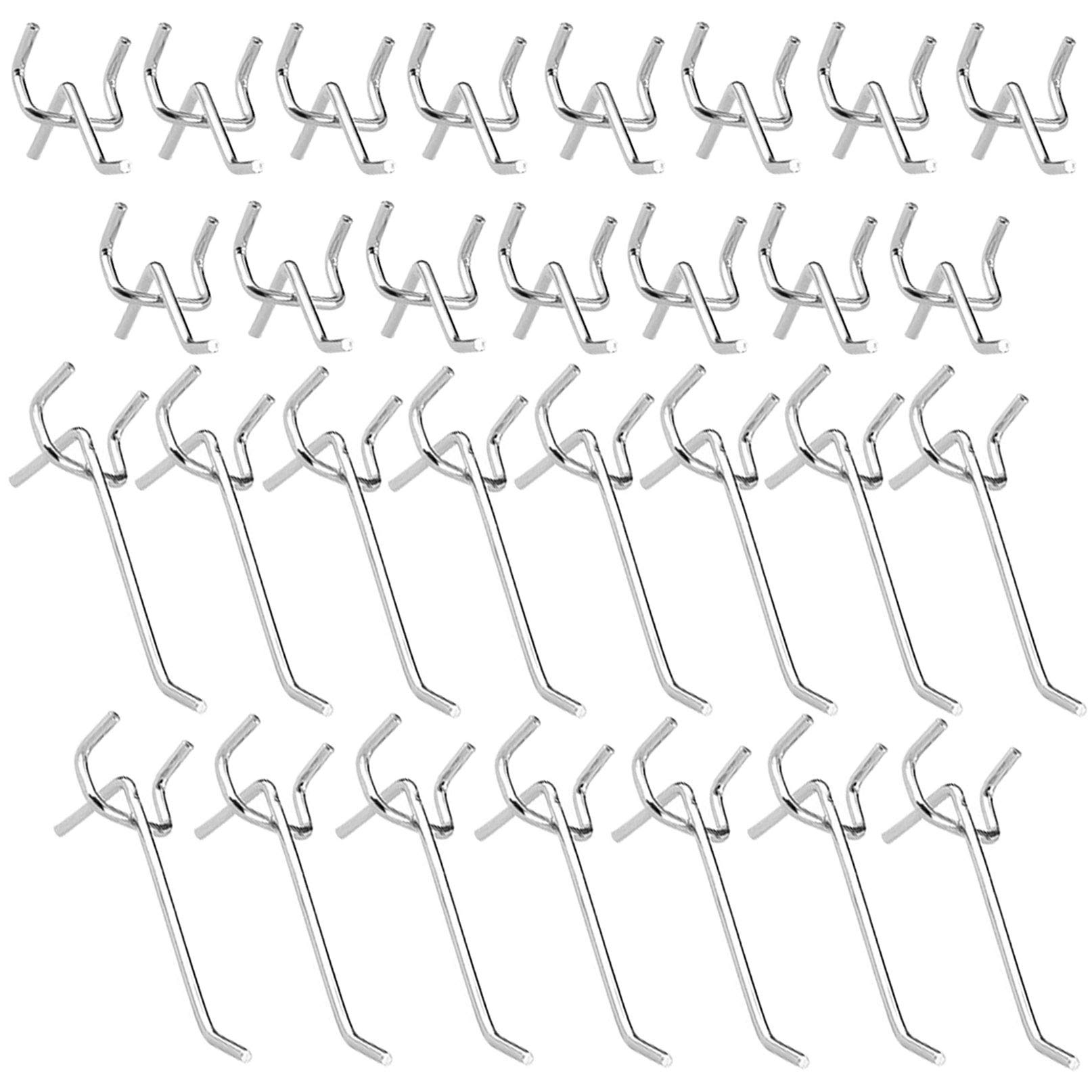 Wenxiaw Pegboard Accessories Metal Pegboard Hooks Single Pegboard Hooks Perforated Board Hooks Shelving Peg for Wall Retail Display Store Supermarket Length 10 cm and 5 cm Single Hook Set of 30