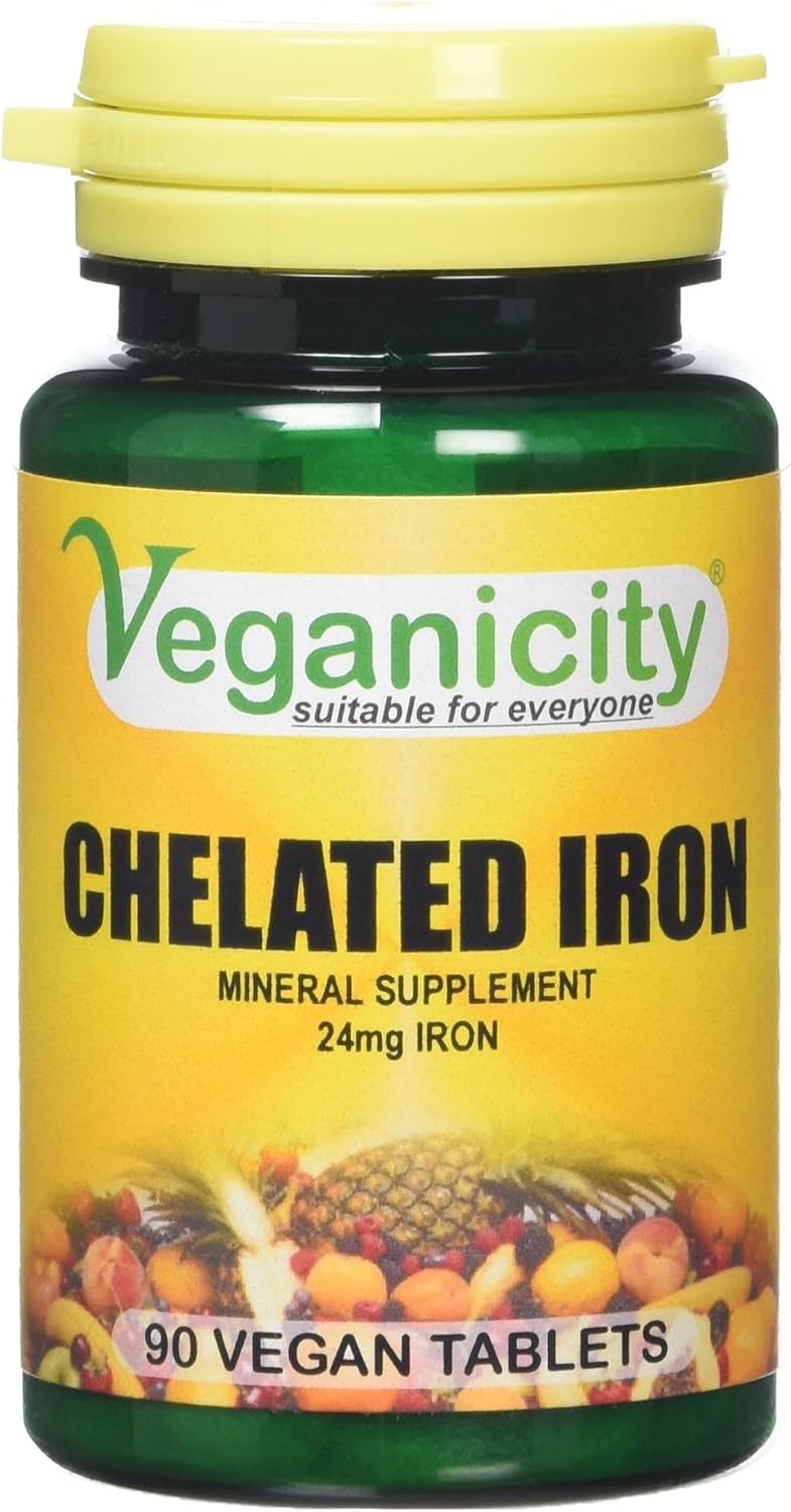 Veganicity Chelated Iron : Mineral Supplement : 90 Tablets, 90 count (Pack of 1)