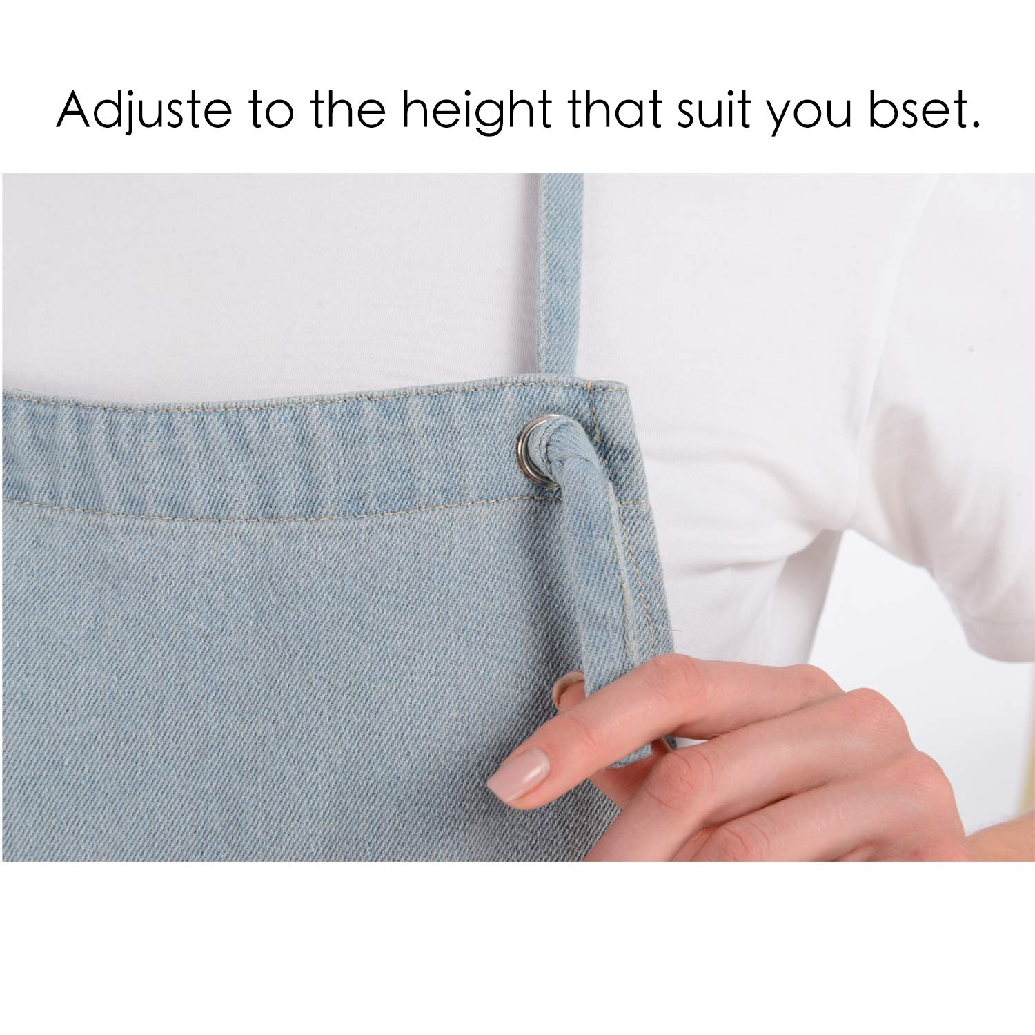 icaYre - Jeans Bib Aprons, 100% Cotton Apron with Pockets for Men and Women