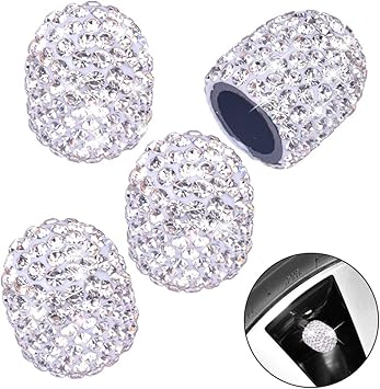 Diamond Ice Crystal Bling Bling Chrome Tire Valve Caps For Car /& Motorcycle