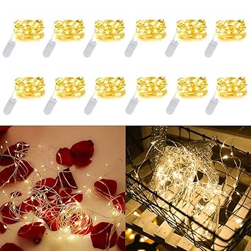 Amazon Com 12 Pack Fairy Lights Battery Operated Warm White Mini