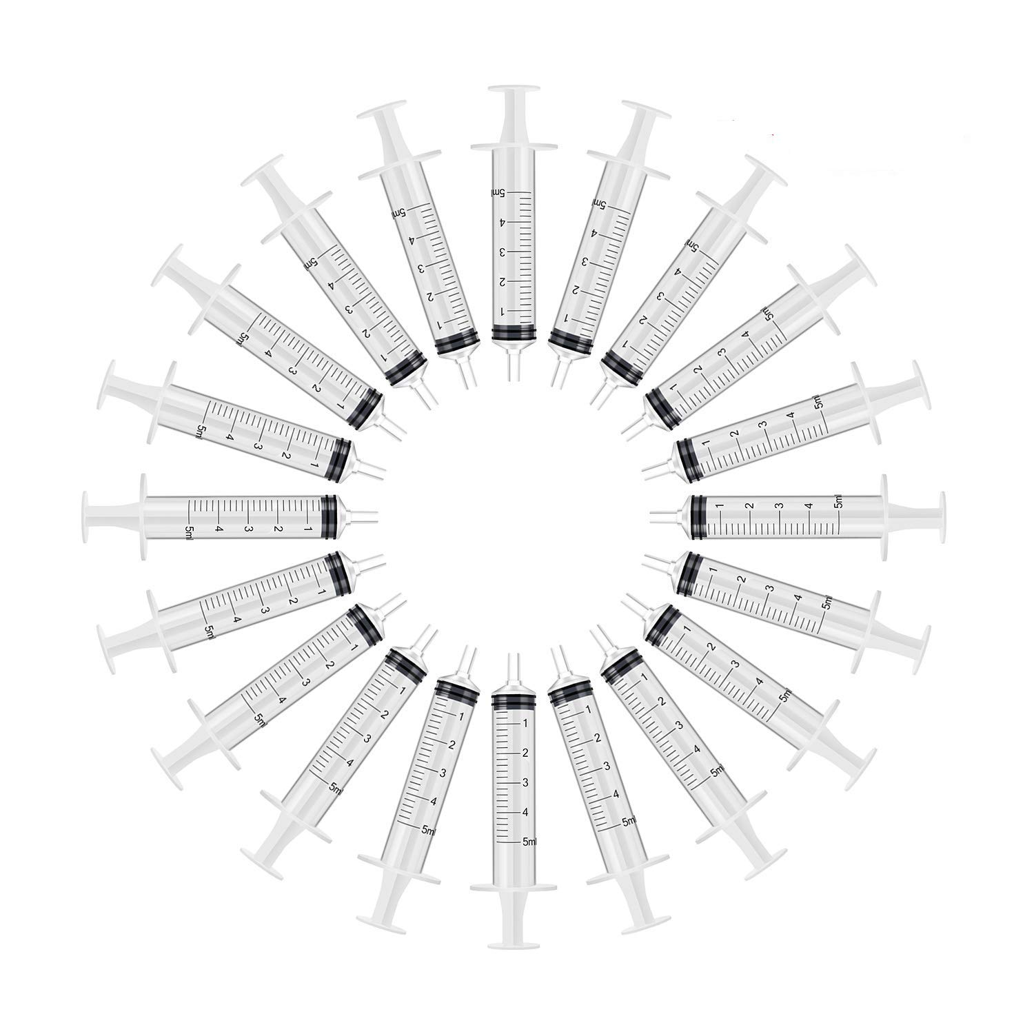 50 Pack – 5ml Plastic Syringe with Measurement, No Needle Suitable for Refilling and Measuring Liquids, Feeding Pets, Oil or Glue Applicator