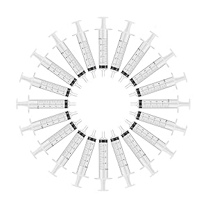 50 Pack – 5ml Plastic Syringe with Measurement, No Needle Suitable for Refilling and Measuring Liquids, Feeding Pets, Oil or Glue Applicator