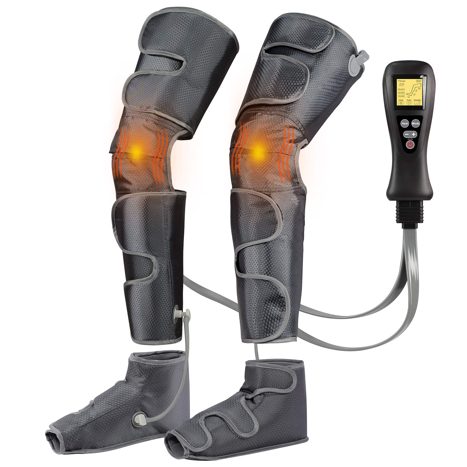 Leg-Massager for Circulation with Heat, Compression Calf Thigh Foot Massage, Muscle Pain Relief Sequential Boots Device with Handheld Controller with 4 Modes 4 Intensities