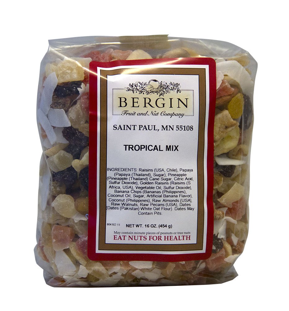 Bergin Nut Company Tropical Mix, 16Ounce Bags (Pack of 4)