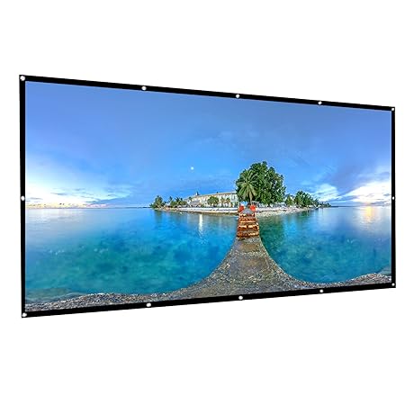 OMZER Beamer Leinwand 120 Zoll, Tragbarer Projektor Bildschirm 16: 9 HD Anti-Falten Projektion Film Bildschirm Zusammenfaltba