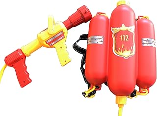 Idena 8040009 - Feuerwehr Wasserspritze, Größe ca. 40 cm, mit verstellbarer Düse, Wassertank und Schultergurt, Wasserschlacht, Sommer, Gartenparty, Wasserspritzpistole, Wasserkanone, Wasserpistole