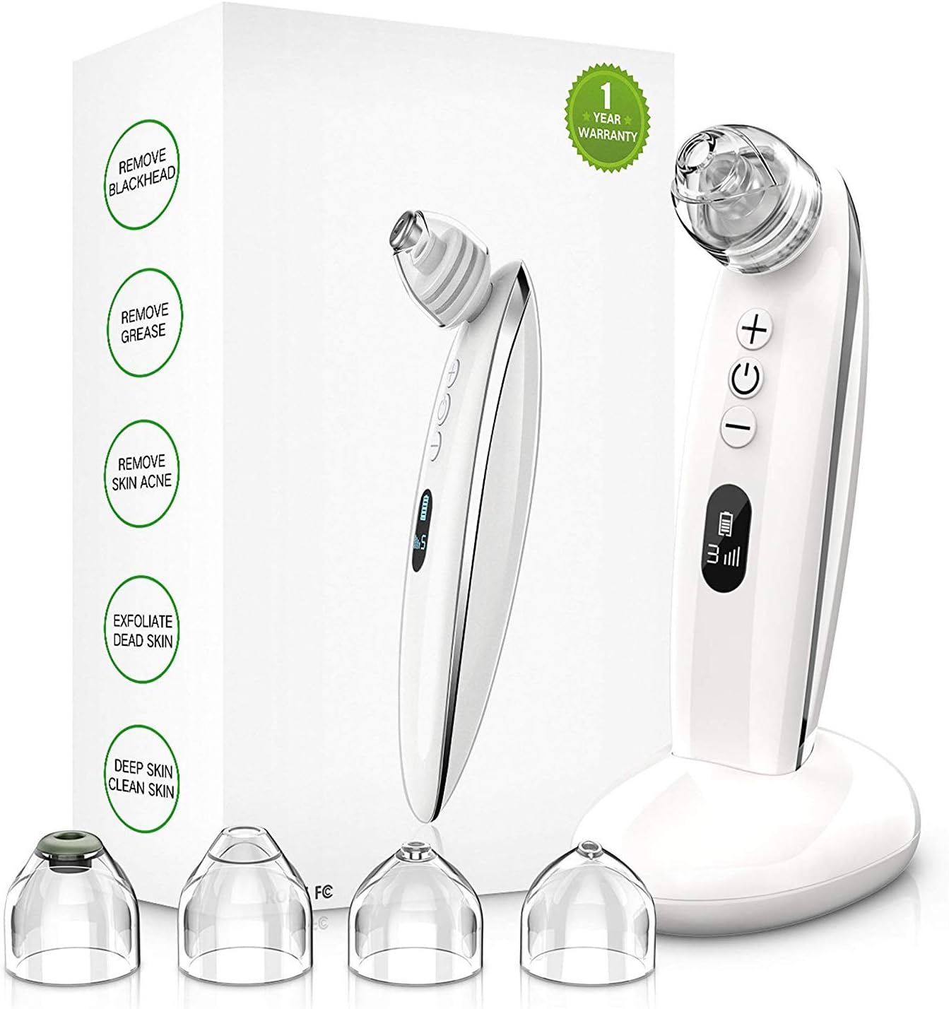 Blackhead Remover Vacuum Pore Cleaner Acne Comedo Extractor, USB Rechargeable Suction With 4 Replaceable Probes and 6 Adjustable Suction Power