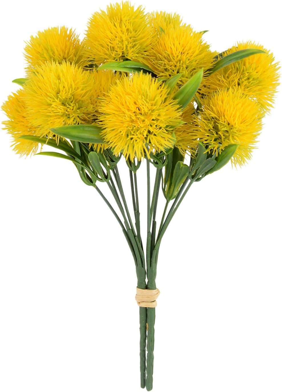 Outgeek Artificial Flower Creative 7 Heads Faux Dandelion Artificial Plant Faux Plant (2 Pcs Yellow)