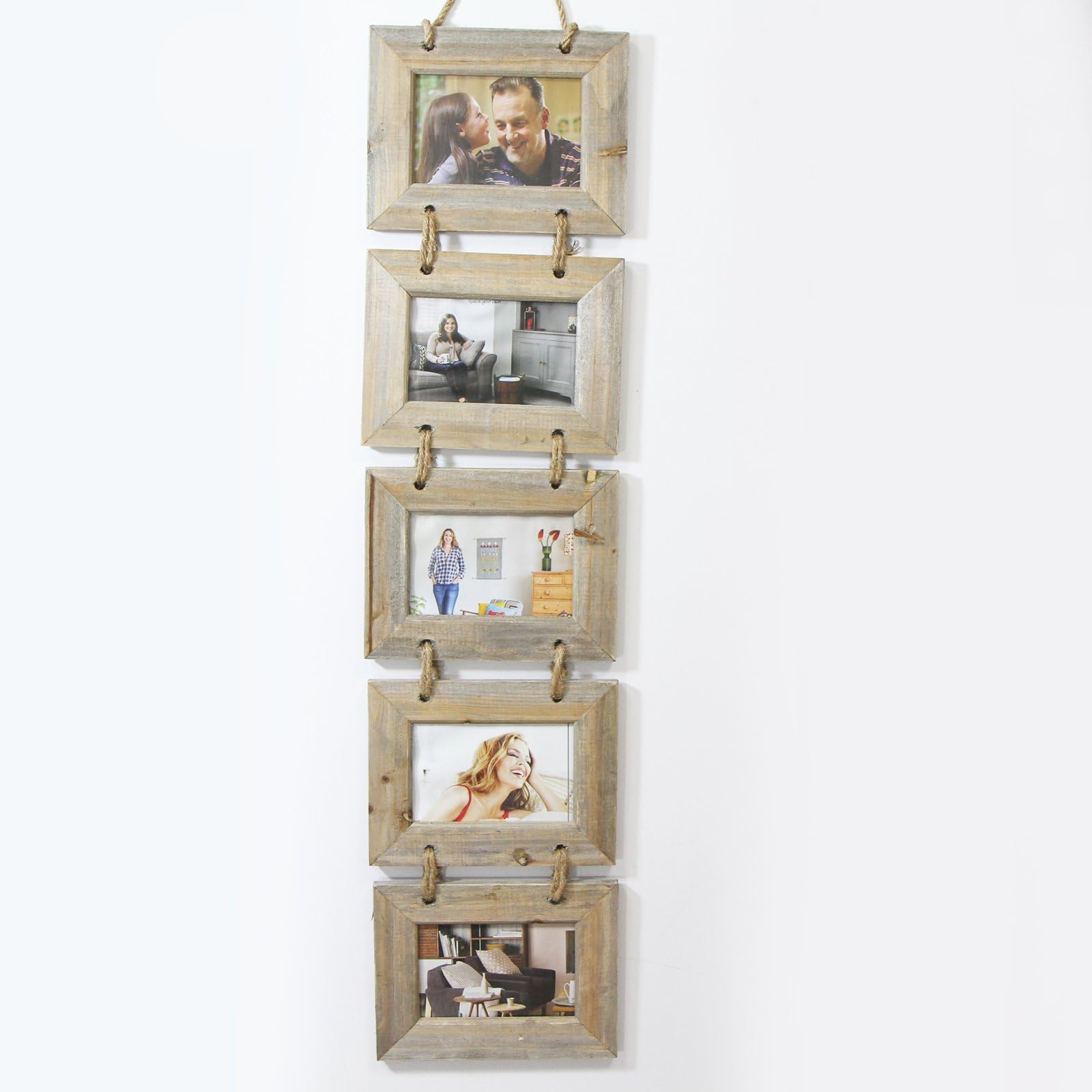 Just Contempo Rustic 5 in 1 Wooden Hanging Photo Frame - Landscape - 4x3 inches / 10x7cm