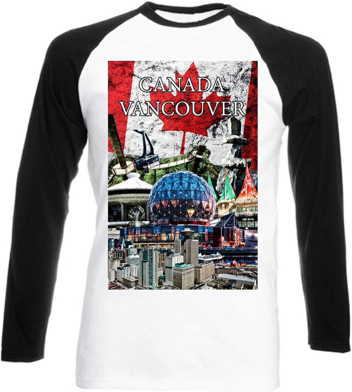 teesquare1st Canada Vancouver Souvenir Camiseta de Mangas Negra largas