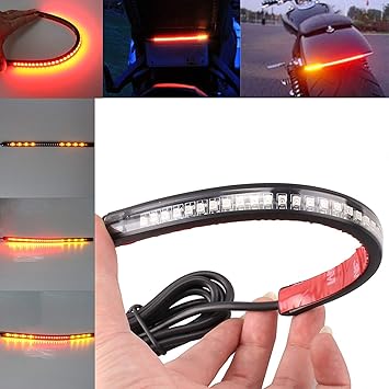 32LED 8/'/' Flexible Motorcycle Light Strip Stop Integrated Brake Tail Turn Signal