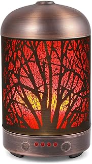 ISOTRONIC AROMA WOLKE Aroma Diffuser mit 7 Farben LED Luftbefeuchter Ultraschall Set mit 6 ätherischen Ölen Aromatherapie für Schlafzimmer, Büro, Yoga, Wellness - Elektrische Duftlampe (Forest Metal)