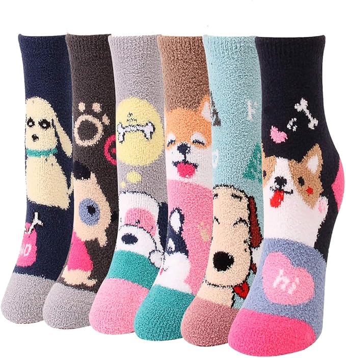 MarJunSep Fuzzy Socks for Women Teens Cute Funny Animal Cozy Fluffy