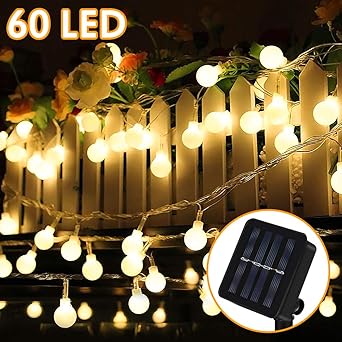 Solar Lichterkette Aussen 8 Meter 60er Led Solar Lichterkette Mit Led Kugel 8 Modi Ip65 Wasserdicht Warmweiss Lichterkette Mit Lichtsensor Beleuchtung Fur Garten Partys Balkon Hochzeit Amazon De Beleuchtung
