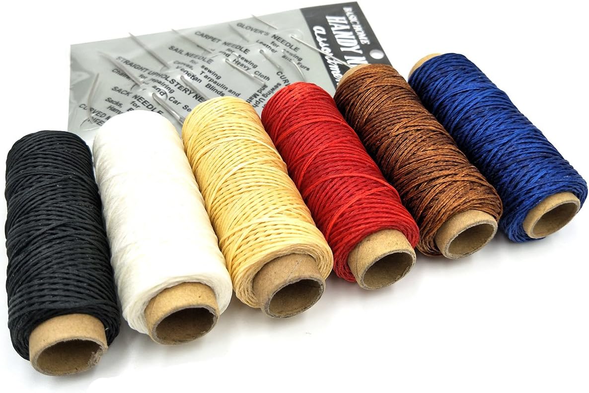 Inton 6pcs Leathercraft Waxed Thread for Leather Sewing Leathercraft Tool Stitching Leathercraft wax