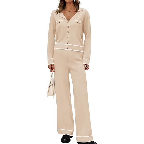 Lounge Wear For Women Piece Set ZESICA Women's Knit Lounge Set