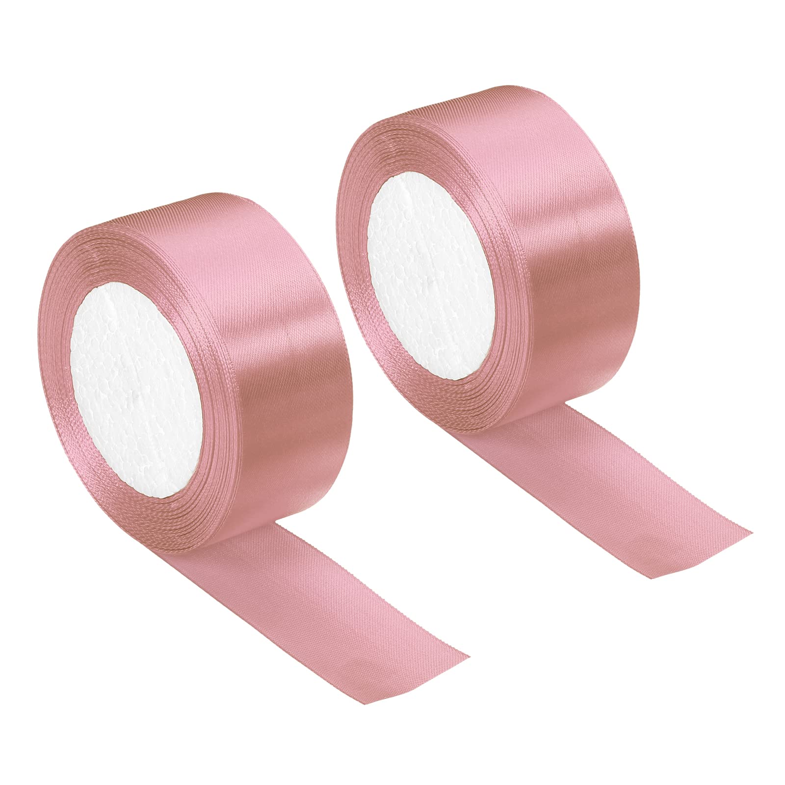PATIKIL 1.5 Inch Wide 24 Yards Satin Ribbon, 2 Pack Double Face Solid Crafts Roll for Party Home DIY Wrapping Decoration, Bright Pink