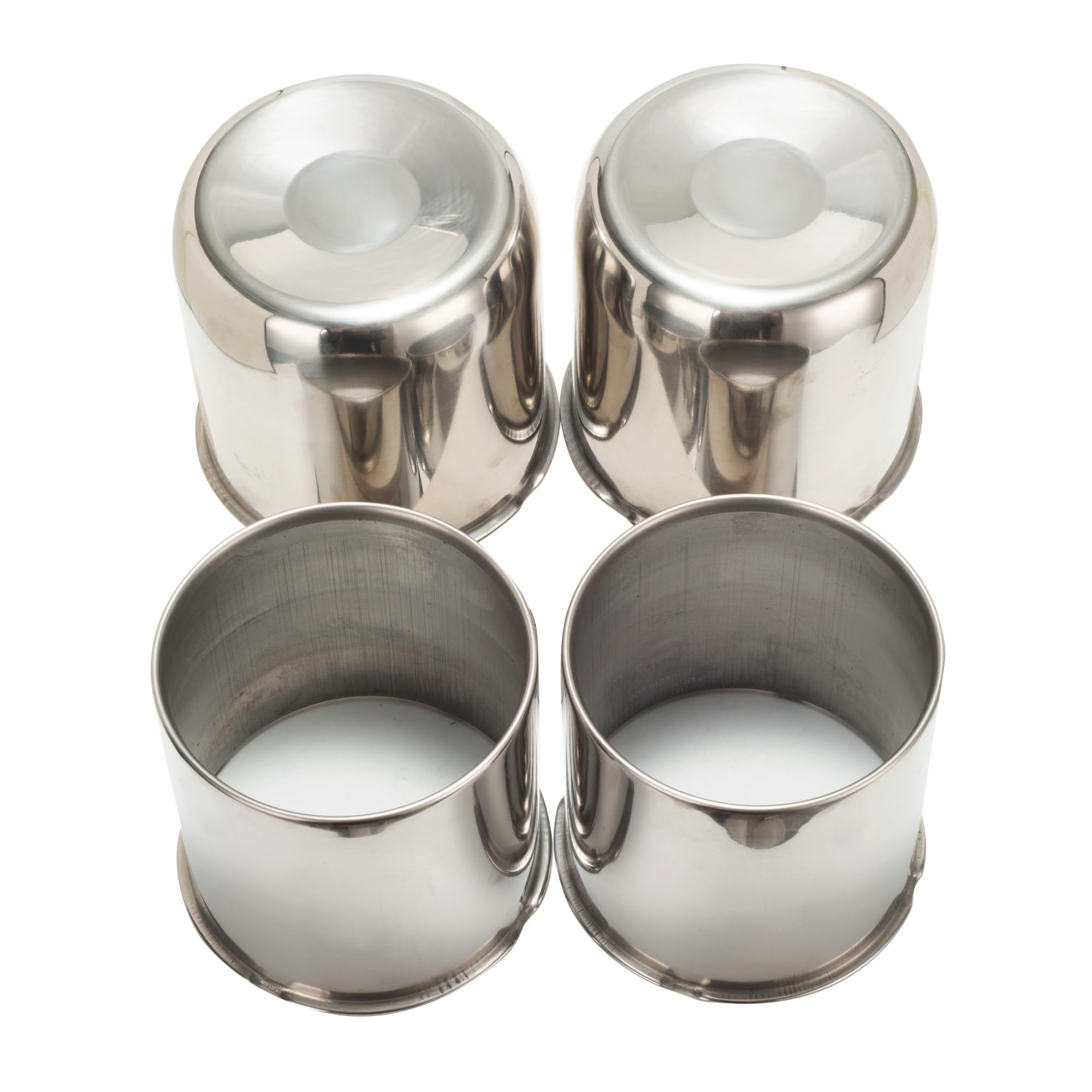 Photo 1 of Rheedal 4Pcs 4.9inch Stainless Trailer Wheel Center Caps Push Through Center Hub Cap for Truck SUV RV Wheel Rim, Combination of Concave and Open End Chrome Wheel Hub Covers