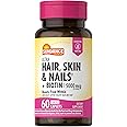 Sundance Hair, Skin, & Nails Complex with Biotin Supplement | 5000mcg | 60 Coated Caplets | Non-GMO and Gluten Free