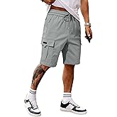JMIERR Men's Casual Stretch Cargo Shorts Classic Drawstring Elastic Waist Summer Work Short with Multi Pockets