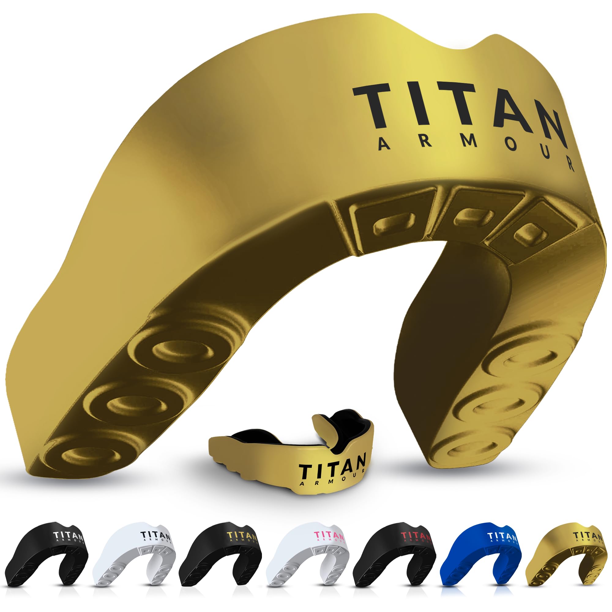 Photo 1 of 1pc Titan Armour® Mouth Guard Boxing | Premium Dual-Layer | Case Included | Adult & Youth Custom-Fit Mouthpiece | Boil & Bite Mouthguard for Men: Football, MMA, Hockey, Lacrosse, BJJ, Basketball