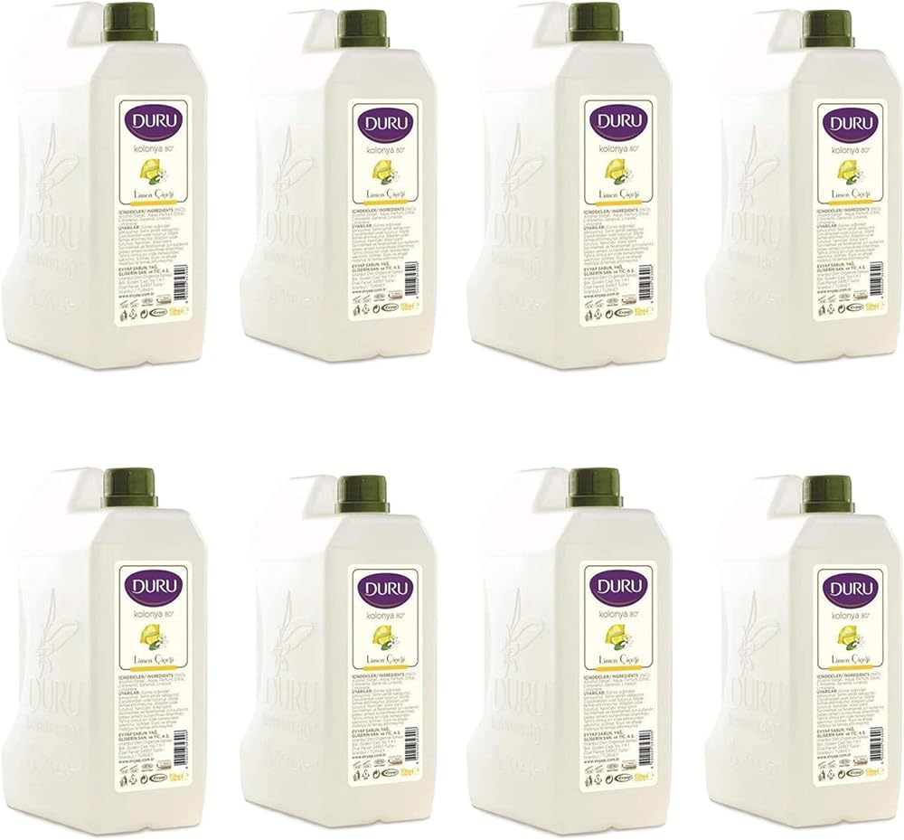 DURU Lemon Scented Mini Water Canister 1 Litre (8 Piece Offer) Turkish Fragrance