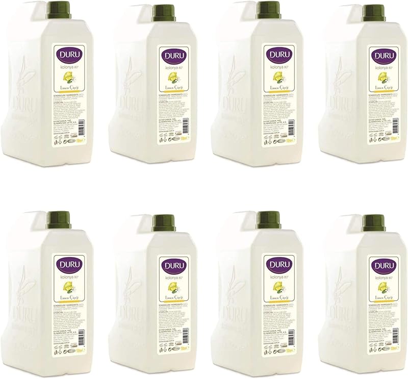 DURU Lemon Scented Mini Water Canister 1 Litre (8 Piece Offer) Turkish Fragrance