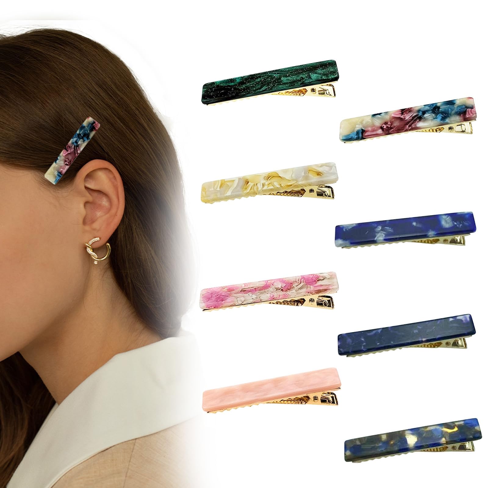 8 PCS Hair Clips,duckbill clips,Rectangle Hair Clips for Women, French Design Hair Barrette Women Hair Barrettes for Fine Medium Thick Hair