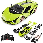 RASTAR Build Your Own Licensed Lamborghini Sian FKP37 RC Car Kit, Green | Ideal Gift for 8+, 72PCs 1/18 Scale Model Car Building Kit with DIY Decals, 2.4G Remote, Openable Doors &amp; Working Lights