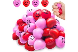 JUUXNCGV 30 Pcs Heart Stress Balls,Mini 1.5Inch Smile Face Squeeze Stress Relief Heart Shaped Stress Ball for Valentine Toys,Gifts,Kids,Party Favors,Present Fillers,Classroom