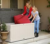 LIFETIME Heavy-Duty Outdoor Storage Deck Box Desert Sand Wood Look 439 L view 8