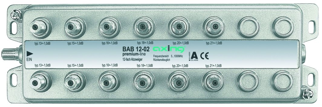 Axing BAB 12-02 tap for CATV DVB-T 12-way (5-1006 MHz) metal housing F-connectors