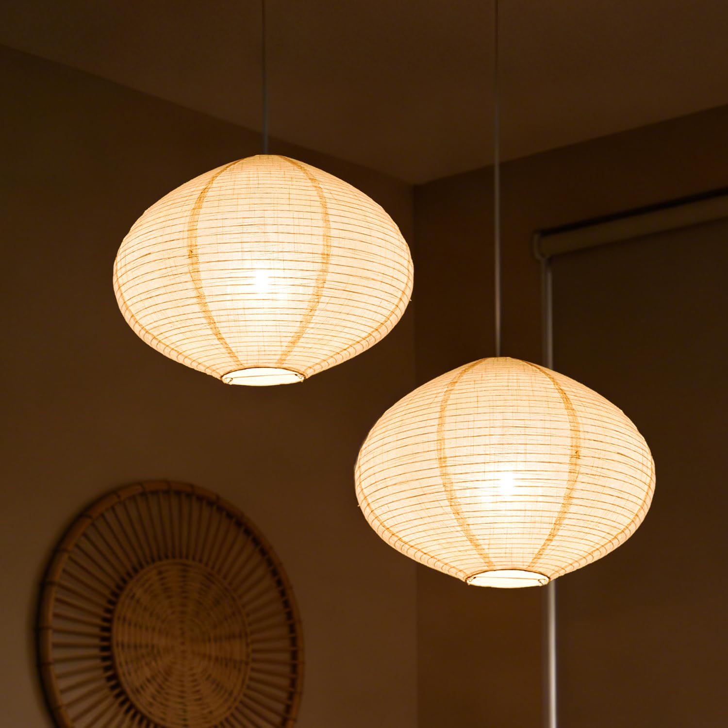 Methedeeco Lampshades for ceiling lamps, 2 pieces fabric lampshade, 40 cm, handmade linen lampshade, minimalist, suitable for decoration of pendant lamps in living rooms study and hallways.