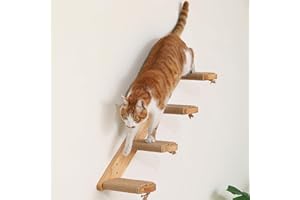 FUKUMARU Cat Climbing Shelf Wall Mounted, Four Step Cat Stair with Jute Scratching for Kitten Walls Shelves Furniture - Large