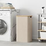 Lifewit 100L Laundry Basket with Lid Bamboo Handles Beige view 2