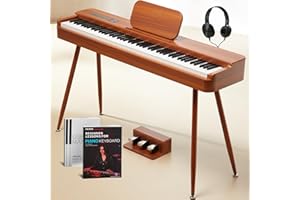 AKLOT 88-Key Weighted Keyboard Piano: Graded Hammer Action Digital Piano with Touchscreen, 128 Tones, Upright Electric Piano, Triple Pedal, Headphone, USB-MIDI, Beginner Lesson Book (AUR-LS01 Natural)