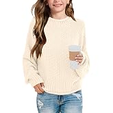 Girls Crew Neck Sweaters 2026 Fall Winter Teen Tops Cozy Knit Trendy Kids Long Sleeve Cute Shirts Casual Outfits