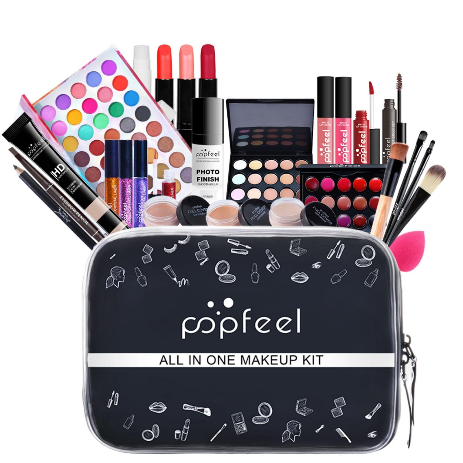 FantasyDay Beauty Advent Calendar 2025 Women, All-in-one Makeup Gift Set for Girls Must-Have Cosmetic Surprises Include Eyeshadow Palette Lipstick Blush Concealer Face Powder Eyeliner Mascara Brush