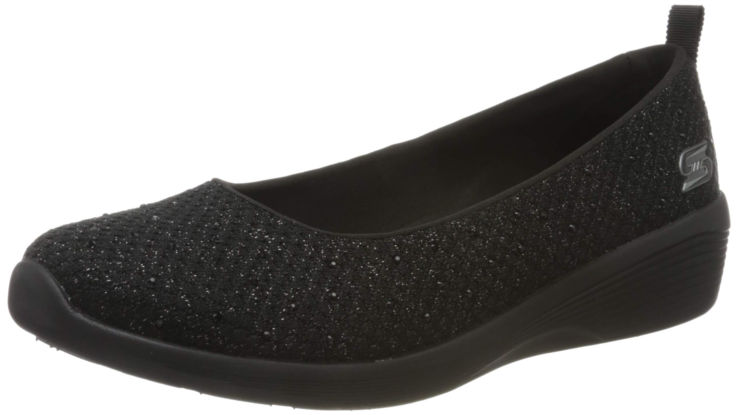 Skechers Damen Arya Sweet Glitz Slip On Sneaker, Black Metallic Knit Black Gunmetal Trim, 39 EU