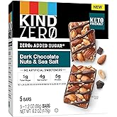 KIND ZERO Added Sugar Bars, Dark Chocolate Nuts and Sea Salt, Keto Friendly Snacks, Gluten Free, 5g Protein, 5 Count