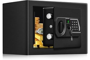 TOTOY Small Personal Safe Box 0.5 Cu Ft- Electronic Digital Security Safe Steel Construction Hidden with Key Lock, Wall or Cabinet Safety Box for Home Office Hotel Business Jewelry Gun Cash Money