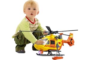 XUEXUE Kids Toys for 3 4 5 6 7 Years Old Boys, 15 inch Helicopter Toy, Rescue Helicopter Crane Toy with Lights and Sounds, with Hanging Tray, Toddler Gifts