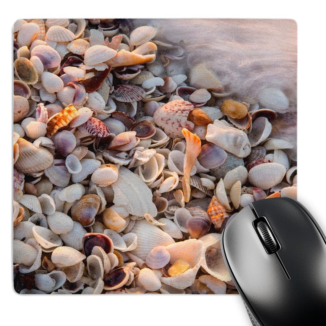 3dRose mp_190163_1 8" x 8" Incoming Surf and Seashells on Sanibel Island Florida USA Mouse Pad